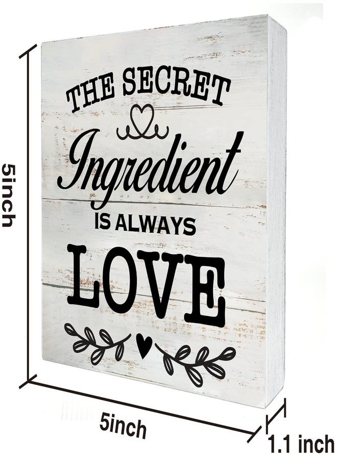 MAVOTEN Secret Ingredient is Always Love Kitchen Quote Wood Box Sign Rustic Wooden Box Sign Farmhouse Home Kitchen Desk Shelf Decor (5 X 5 Inch) - Image 2